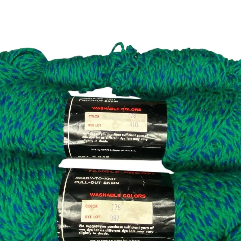 Coats & Clark Red Heart Tweed Twist Wool Yarn 178 Teal Green Blue Lot 4.5 Skein